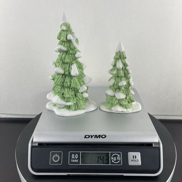 Dept 56 Heritage Village Accessories 2 Snow Capped Trees Made In Taiwan - Picture 8 of 8